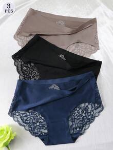 3件組女款性感冰絲無縫三角內褲 - 彩色 - 查看 1