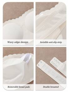 Women'S Strapless Push Up Bandeau Tube Top Underwear Sexy Cross Design Removable Pads Bride Lingerie Set It Suitable For Wedding Dates Party - White - View 5