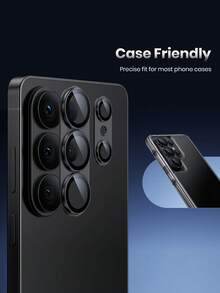 1件 - 相容於 Galaxy S26 Ultra 相機鏡頭保護貼 - 霧面鈦合金 [軍規防碎] [強效黏著] 玻璃相機螢幕保護貼，黑色 - 黑色 - 查看 3