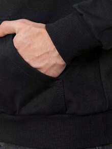 Basic Kangaroo Hoodie, Cold Weather Sweatshirt With Hood, Men's And Women's Streetwear Vibes, Winter Fashion - 黑色 - 查看 7