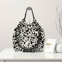 New Leopard Print Embroidered Shopping Bag, Niche Large Capacity Versatile Commuter Shoulder Crossbody Bag - Multicolor - View 2