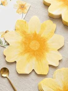 1/20/40 piezas Servilletas con forma de margarita amarilla, servilletas de papel amarillo con relieve de 2 capas, servilletas estilo girasol, adecuadas para fiesta de cumpleaños estilo hippie, decoración de fiesta de margarita bohemia, fiesta de verano retro hippie - Multicolor - Ver 5