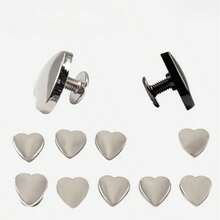 15 Sets Heart-Shaped Decorative Rivets, Metal Screw Back Rivets For Leather Craft, Handbags DIY (Silver) - C - View 1