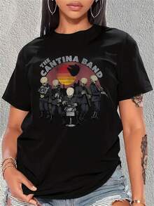 Official Licensed Cantina Band Sunset Mens-Shirt - Classic Far Far Away Tee UK - Washable - Officially Licensed - Premium Quality - Unisex Black - Schwarz - Übersicht 2
