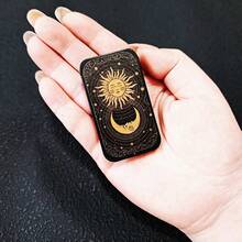Vintage Black Cat Sun & Moon Pattern Creative Match Box, Mysterious Totem Decor Storage Box, Creative Ornament, Holiday Gift - Black - View 2