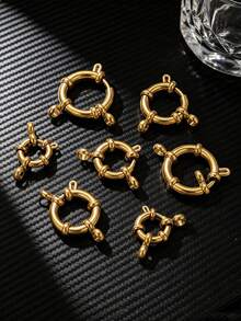 1pc 304 Stainless Steel 18K Gold Plated Round Spring Lobster Clasp Necklace Bracelet Connector DIY Jewelry Making Accessories, For Making Necklaces And Bracelets - Spring Buckle - View 8