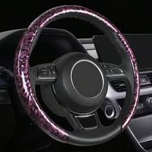 2/3pcs Personalized Non-Slip Steering Wheel Cover - Diamond Floral Pattern + Segmented Embedded Design + No Inner Ring, For Car/MPV/SUV/RV/Pickup/Van - Diamond Floral Pattern - View 7