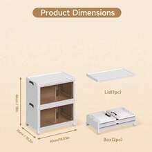 43 Cm Home Storage Cabinet, Multi Layer Foldable Storage Organizer With Transparent Doors And Mobile Casters, Modular Cabinet Combination For Bedroom Kids Room Study Room Kitchen Household Storage Organization - White - View 10