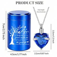 2 Pieces Set Small Urn Cremation Jewelry Necklaces For Ashes Stainless Steel Keepsake Urns Memorial Locket Mini Ash Holders Waterproof For Human Adult Female Male Family Loved One - Multicolor - View 2