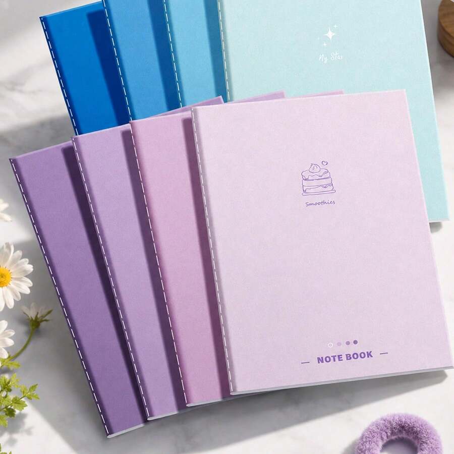 Gradient Notebook Lined Softcover B5 Thickened Stitched Notebook, 4/8/16PCS, Suitable For Office, Study, Journaling - B5 - View 1