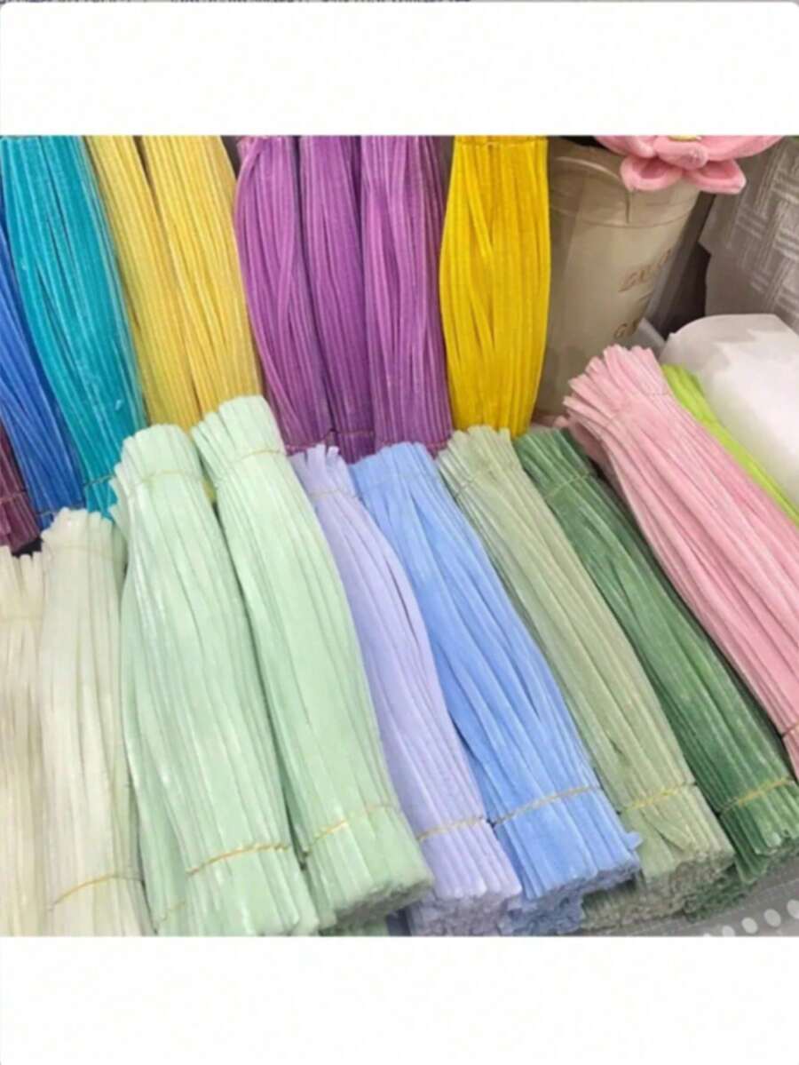 200/450pcs Multi-Color Thick Chenille Stems, Large Capacity Colorful Fuzzy Sticks, 9 Colors, Suitable For DIY Crafts And Art Projects, Plush Stems, Suitable For Valentine's Day, Mother's Day And Easter Decorations - Mixed Colors 50pcs - View 1