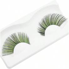 par de pestaas verdes para Halloween, pestaas de color verde, pestaas verdes para cosplay, pestaas postizas verdes de 22 mm de largo, pestaas de aspecto dramtico para de disfraces - "color de la imagen - Ver 7