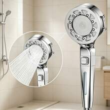 Tatukiko High Pressure Handheld Shower Head Set With 5 Filter Elements, 5 Spray Settings, One-Key Stop, Adjustable Wall Mount & Hose, Universal Fit, For Home Bathroom - Set Of 8 Pieces - View 6