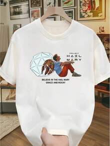 Camiseta Estampada de la Película Americana Proyecto Salvación Hail Mary para Hombres y Mujeres, Nuevo Estilo de Moda Verano 2026, Top de Manga Corta de Algodón Puro - 9 - Ver 2