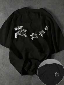 Men's Casual Short Sleeve Crew Neck T-Shirt With Street Racing Slogan Print - Black and White - View 1