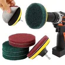 8pcs Tile Cleaning Scrubber Pads Cleaning Kit Bathroom Floor Bathtub Polishing Pads Household Cleaning Tools - 4 Inches / 10cm - View 2
