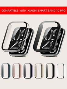1pc Plain Integrated PC Protective Case & Screen Protector Compatible With Xiaomi Smart Band 10 Pro Scratch/Shock Proof Full Cover Bumper, Women/Men - Smart Band 10 Pro - View 1