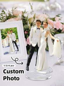 1/2/4pcs Customized Portrait Acrylic Plaque, Personalized Photo To Cartoon Digital Art, Personalized Acrylic Souvenir, Valentine's Day Anniversary Wedding Anniversary Gift, Ideal Personalized Photo Stand Decor For Boyfriend, Girlfriend, Lover, Husband, Wife - Perfect For Anniversary, Wedding, Valentine's Day, Special Occasions, Christmas, Halloween, Wedding Anniversary - Multicolor 3 - View 1