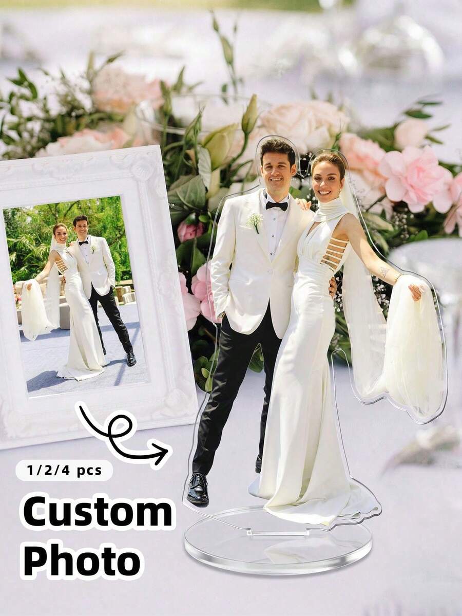 1/2/4pcs Customized Portrait Acrylic Plaque, Personalized Photo To Cartoon Digital Art, Personalized Acrylic Souvenir, Valentine's Day Anniversary Wedding Anniversary Gift, Ideal Personalized Photo Stand Decor For Boyfriend, Girlfriend, Lover, Husband, Wife - Perfect For Anniversary, Wedding, Valentine's Day, Special Occasions, Christmas, Halloween, Wedding Anniversary - Multicolor 3 - View 1