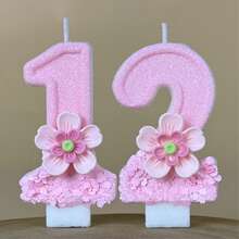 1pc Pure Pink Gradient Double Layer Flower Number Birthday Candle, Suitable For Birthday Party, Company Anniversary Celebration Theme Cake Decoration - View 13