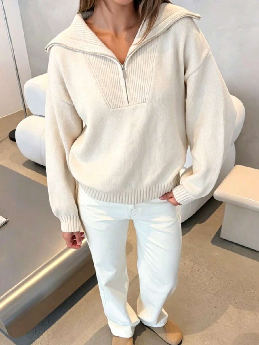 Women's Fashion Winter Knit Pullover Sweater, Autumn/Winter New Soft Gentle Style Loose Fit - Apricot - View 1