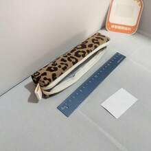 1pc Minimalist Pencil Case, Large Capacity, Niche Stationery, Leopard Print, Japanese Canvas, Student Storage, Mini. - A - View 5