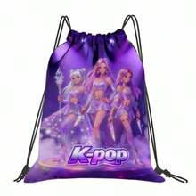 1pc Korean Style Pattern Drawstring Cinch Bag, Made Of Durable Oxford Fabric Soft Shell Material, Easy To Carry, Equipped With Practical Pockets, Perfect For Gym, Yoga, Travel, Football And Other Occasions, Also Suitable As A Gift, Soft Storage Bag - A - View 10