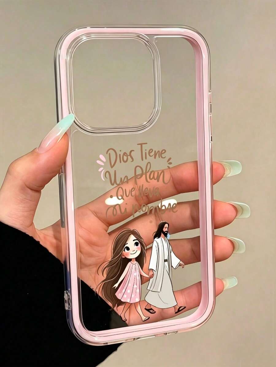 Jesus Painted Hole Minimalist 2-In-1 Blush Pink Frame Shockproof Thickened Phone Protective Case Compatible With Ip 17 Ip 17pro Ip 17promax IP16/11/16pro/16plus/16promax/16e/15Promax/13/14/12/XS/XRip15PROMAX Protective Shell Iphone16 XR /7/8 /Iphone16PROMAX/Iphone15Promax/12PROMAX/13PROMAX/14PROMAX 13 11 12p14 Women P11 Soft Shell P12 Shockproof XS.XR Phone Case Outer Shell Protective Cover - Multicolor - View 1