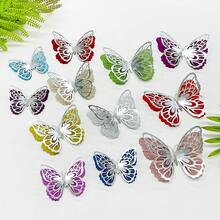 Minimalist 3D Hollow Butterfly Wall Stickers, Butterfly Shaped Wall Decals, Multiple Color Combinations, Self-Adhesive, Reusable Wall Decor, Party Decoration, Bedroom Decoration, Living Room Decoration, Mural Decoration, Wedding Decoration, Home Decor, Balloon Decoration, DIY Gift Decoration - Multicolor - View 7