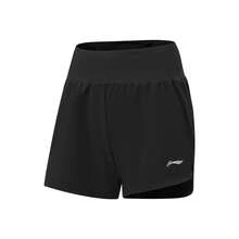 LI-NING Women's Quick Dry Reflective Shorts AKSW120, High Waist Anti-Chafe Running & Outdoor Training Breathable Bottoms - Black - View 2