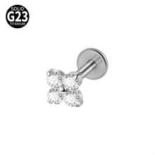 1PC Triangle Cz G23 Pure Titanium Lip Studs 16G Internal Thread Zirconia Ear Helix Tragus Cartilage Earrings Body Piercing Jewelry - As Shown - View 12