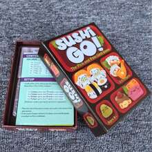Sushi GO 家庭聚會桌上遊戲卡牌，趣味卡牌遊戲 Sushi GO 派對卡牌遊戲套組，適合團體聚會、桌上遊戲、家庭與朋友娛樂、互動團體遊戲 - 酒紅色 - 查看 6