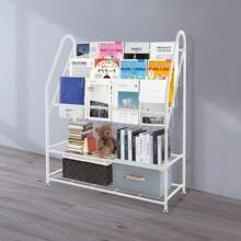 5-Tier White  Vertical Bookshelf – 82x30x97cm Freestanding Organizer For Letters, Files, Books & Snacks In Home & Office - Blanco - Ver 9