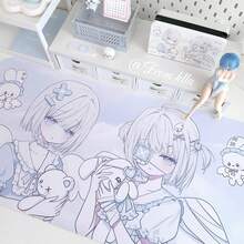 韓系 Ins 日系動漫少女可愛性感裙裝女僕 粉色甜美兔蝴蝶結小貓蕾絲 PU 皮革滑鼠墊 辦公室書房桌面防水桌布 電腦鍵盤遊戲滑鼠墊桌墊 - 查看 1