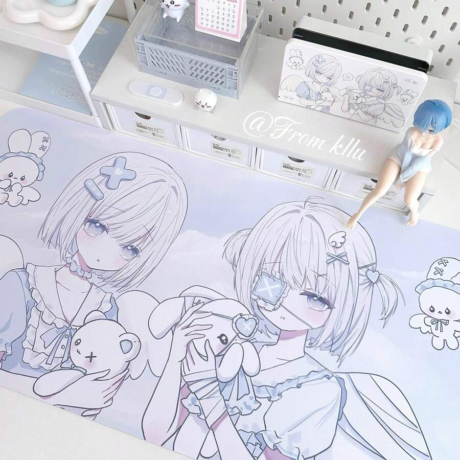 韓系 Ins 日系動漫少女可愛性感裙裝女僕 粉色甜美兔蝴蝶結小貓蕾絲 PU 皮革滑鼠墊 辦公室書房桌面防水桌布 電腦鍵盤遊戲滑鼠墊桌墊 - 查看 1