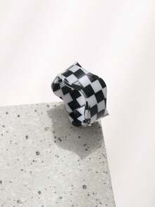 7pcs Acrylic Rings With Square Checkerboard Pattern Design, Fashionable Minimalist Rings, Personalized Jewelry Gift Suitable For Men And Women Daily Wear, Perfect Party And Holiday Gift, Versatile Accessory For Women Casual And Vacation Outfits - Multicolor - View 5