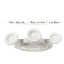 Castiçal de Louça para 3 Velas Branco | Elegância | Decoração | Espiritualidade - 1PC - Visão 2
