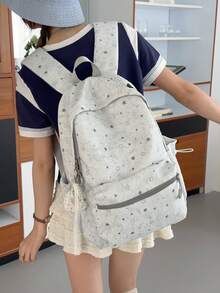 New Star Pattern Japanese & Korean Style Versatile Fashion Minimalist Casual Travel Backpack, Large Capacity Multi-Functional Couple Backpack (Without Pendant) - Multicolor - View 7