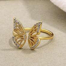 Cute 925 Sterling Silver Hollow Butterfly Women's Ring, Open Adjustable - Butterfly Pattern - View 12