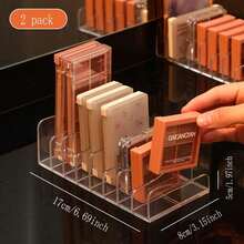 Desktop Eyeshadow Palette Organizer, Powder Drawer Divider, Transparent Plastic Makeup Blush Cosmetic Rack, Small Transparent Makeup Eyeshadow Storage Box 1pc/2pcs - Clear - View 9