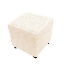 1PC Solid Color Jacquard Ottoman Stool Cover All Inclusive Footstool Slipcovers Wasable Sofa Armchair Footrest Seat Cover For Living Room Hotel - Multicolor - View 7