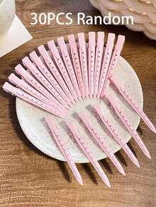 50 peças de ganchos de cabelo profissionais de metal para secção, ganchos de crocodilo resistentes, adequados para cabelo grosso, áspero e encaracolado, essencial para penteados de salão e viagens - Rosa - Ver 12