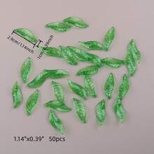 綠葉珠飾 珠寶手工用 綜合散裝 透明壓克力葉子珠吊飾 楓葉造型 花朵帽飾 植物DIY耳環吊墜珠寶手工藝 - 綠色 - 查看 16