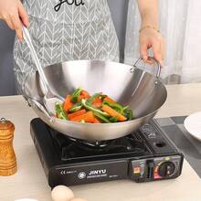 Wok profesional de acero inoxidable con fondo redondo y doble asa, adecuado para uso doméstico en comedor y cocina - Wok de doble asa - Ver 5