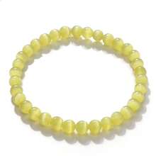 1pc 6mm Cat Eye Stone Bead Bracelet, Multicolor Round Stone Beads Elastic Bangle, Minimalist Fashion Women's Couple Daily Wear Gift - 6mm Cat's Eye - View 18