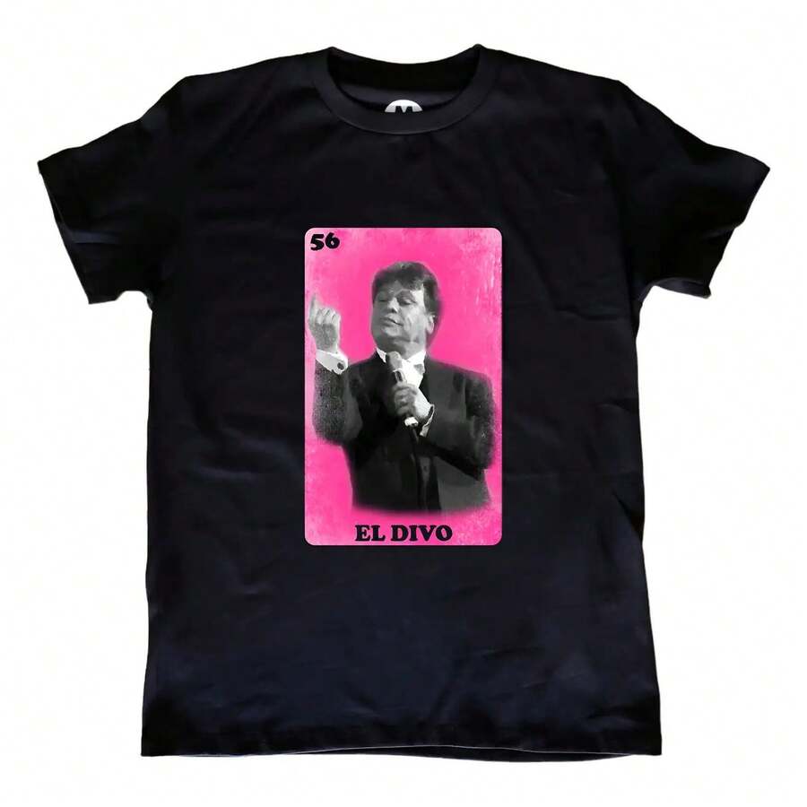Juan Gabriel Punch Mexican Lottery T-Shirt - Black - View 1