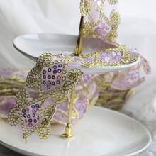 1/5英吋刺繡網紗蕾絲飾邊，金線鑽石圖案，亮面蕾絲緞帶，適用於洋裝衣物縫製手工，適合髮飾蝴蝶結、包包、帽子、窗簾、派對裝飾，復古波希米亞風縫製配件布飾邊 - 多色C - 查看 11