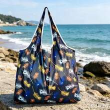 Large Capacity Foldable Shopping Bag, Foldable Bag, Creative Portable Printed Tote Storage Bag - Multicolor - View 1