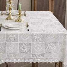 VENECIA Rectangular Lace Tablecloth Measuring 150x250cm. Maximum Elegance. - White - View 8