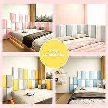 6pcs 50cm*23cm Soft Anti-Collision Minimalist Solid Color 3D Self-Adhesive Wall Stickers, PU Soft Padding, Peel And Stick, Washable, Suitable For Bedside And Tatami Surround Wall Anti-Collision Decoration, Thickened Wall Stickers For Wall Decoration - 6pcs Of Soft Packaging - View 10